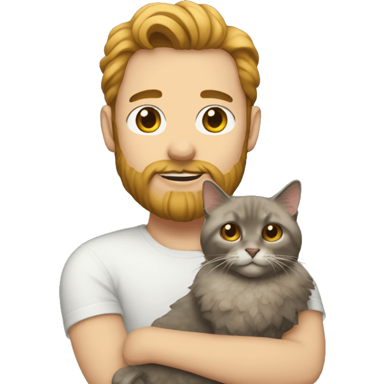 Men with beard holding ragdoll cat emoji