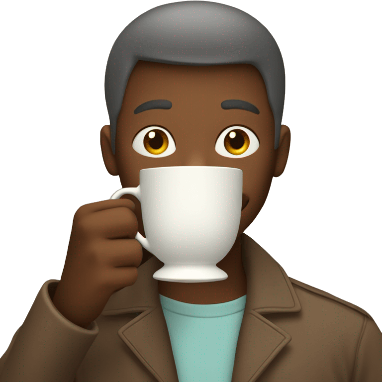 Holding a cup of tea in front of the face, so that the face is hidden emoji