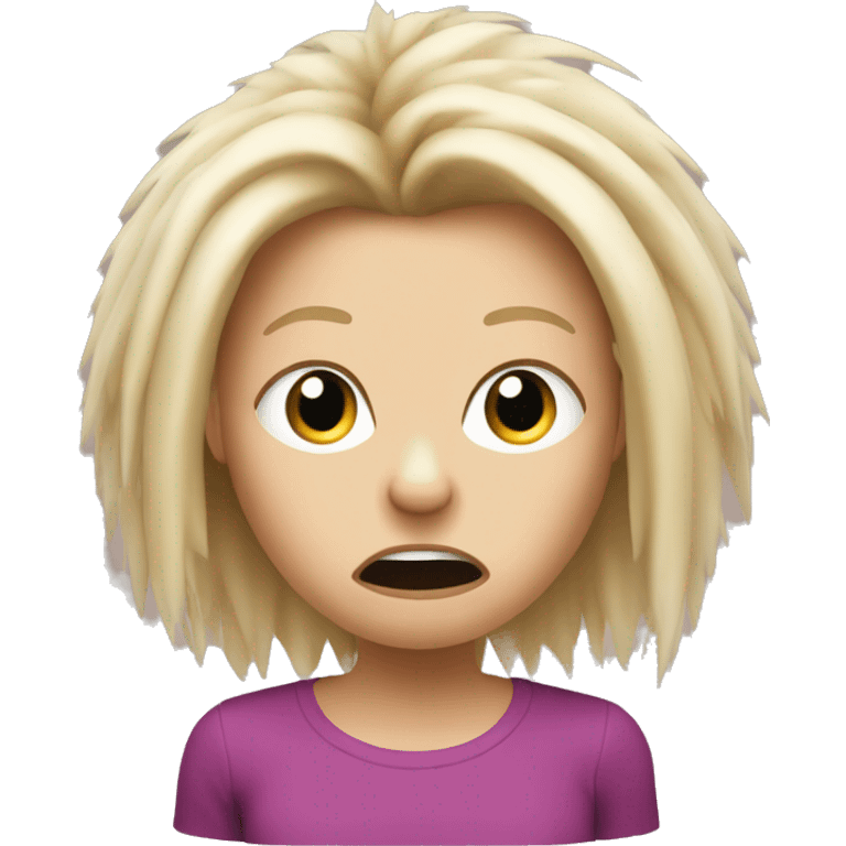 Porcupine woman looking shocked static blonde hair emoji