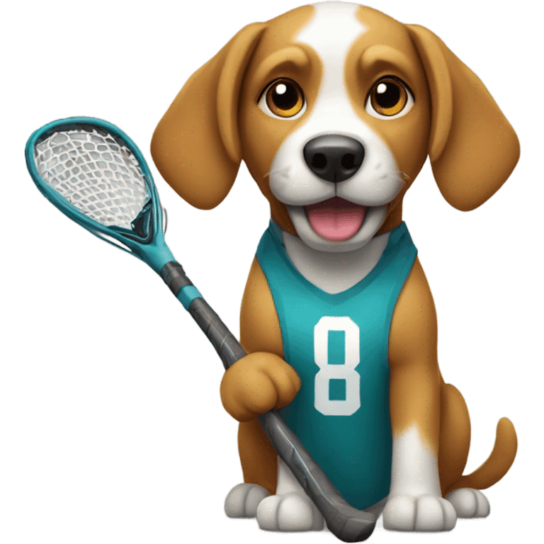 Dog holding a lacrosse stick emoji