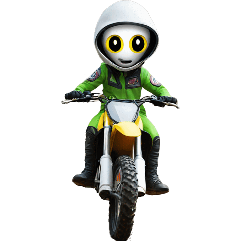 Alien on dirt bike emoji