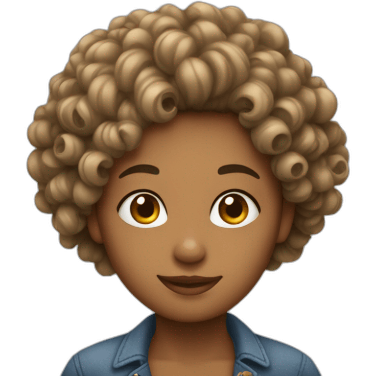 Une fille avec des curly hair emoji