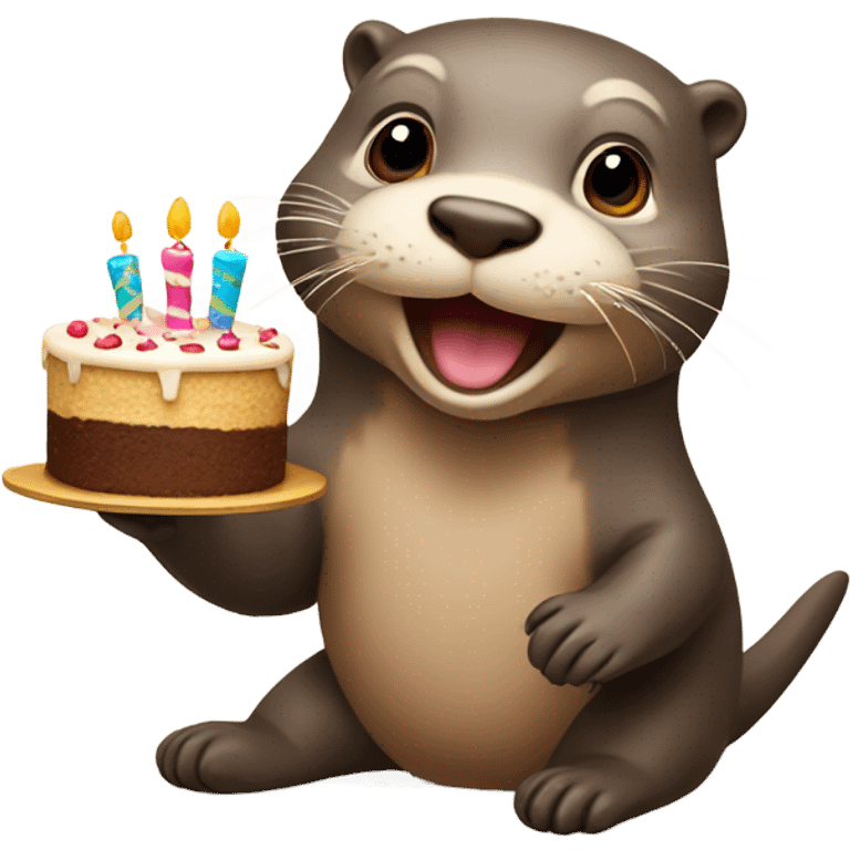 Otter with a birthday cake emoji