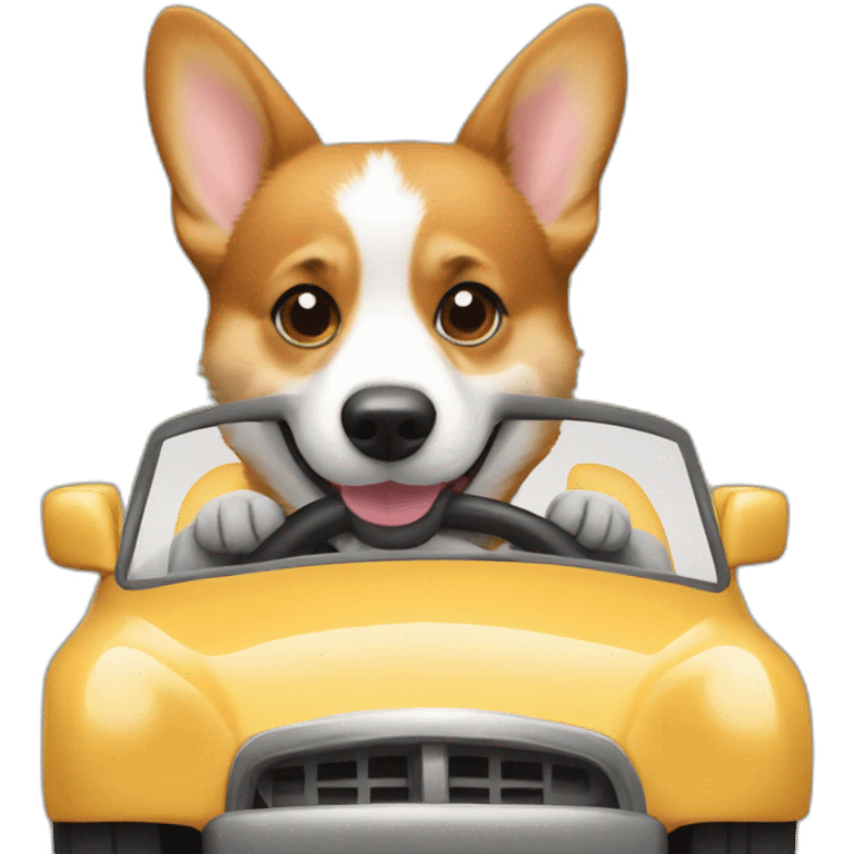 corgi driving a car emoji