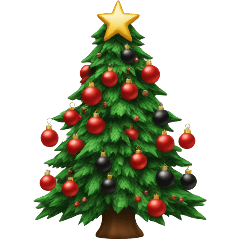 Christmas tree with red and black ornaments  emoji