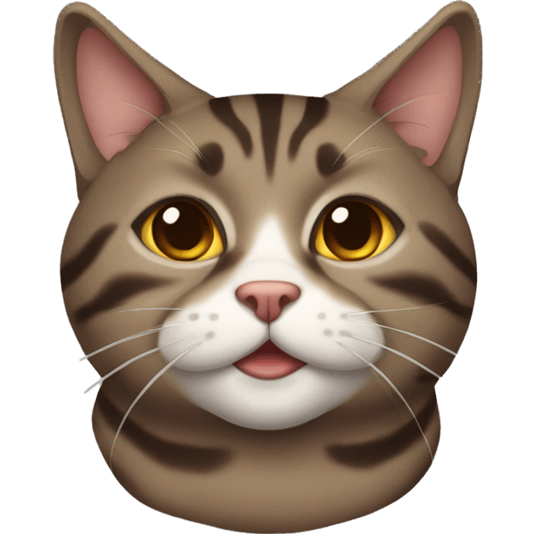 a fat dark brown tabby cat emoji