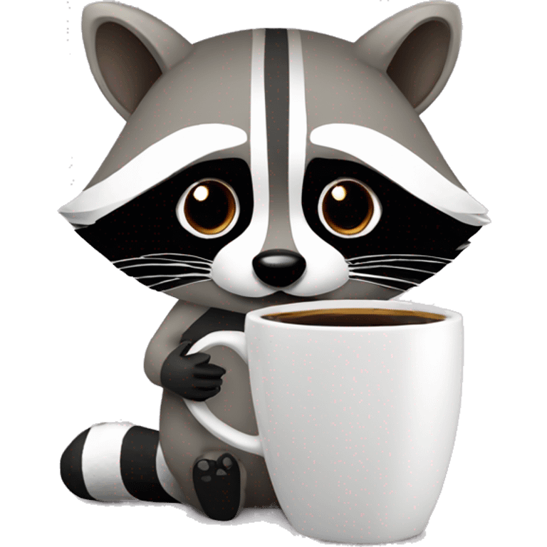 Raccoon having coffee emoji