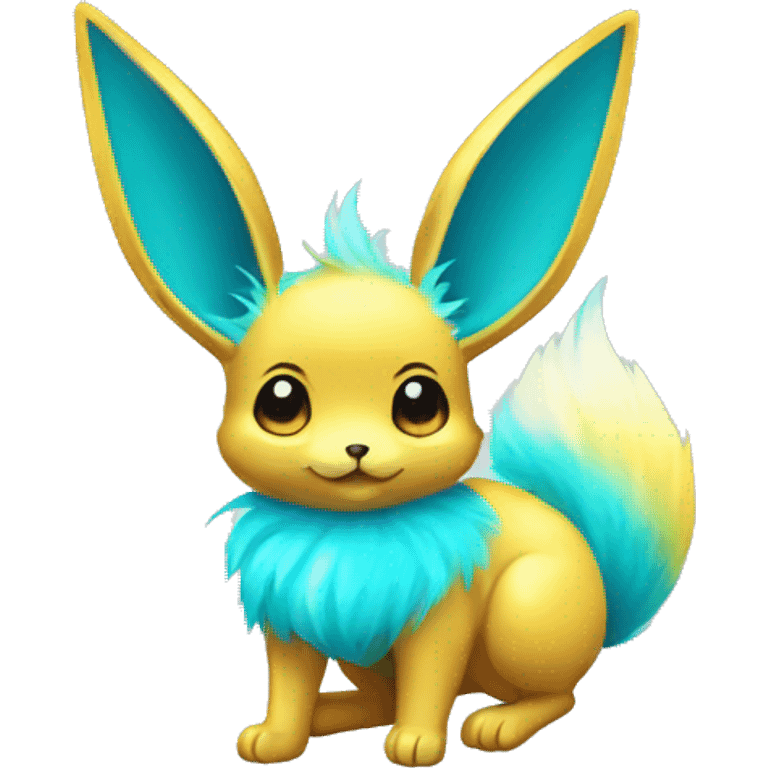 Shiny Colorful Yellow Cyan Electric Mouse Eevee emoji