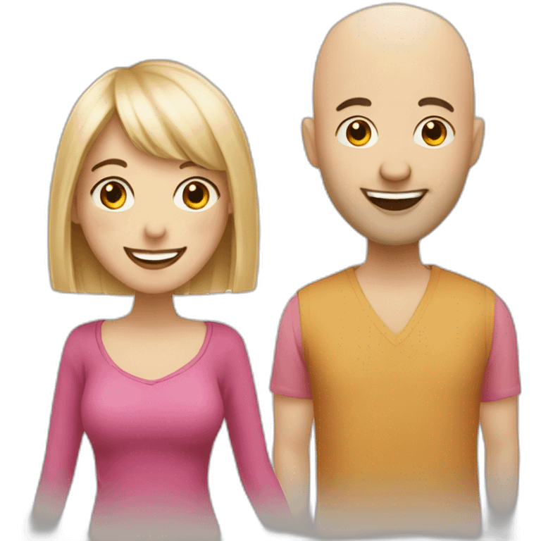 Happy-secret-couple-girl-with-fringe-with-Bald-guy emoji