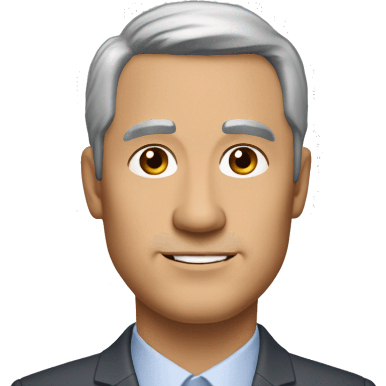 ceo middle-aged man, 45-55 years old, short and gray hair with a slight white tint. oval-shaped face and brown eyes  emoji