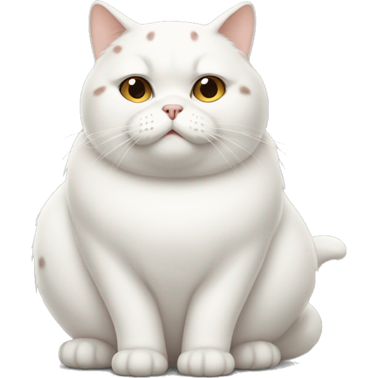 Fat white cat with brown spots emoji