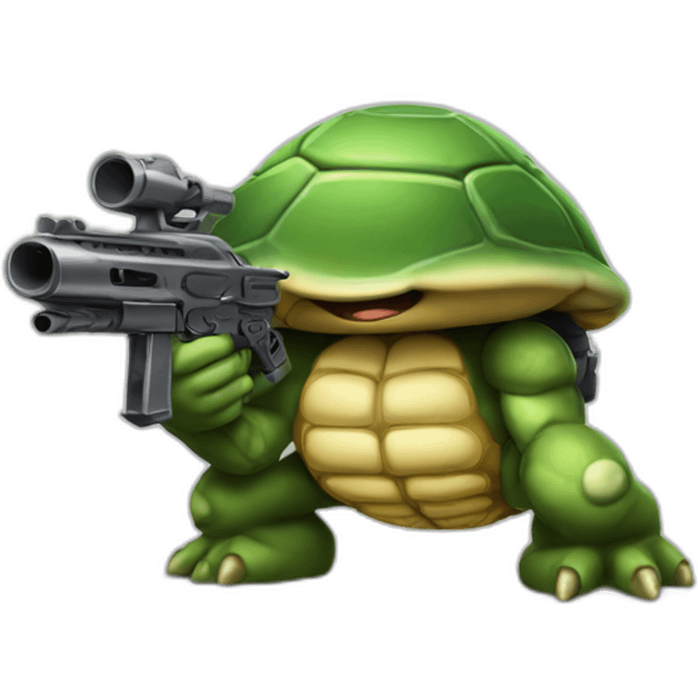 Strong muscles Mushroom turtle with a machine gun emoji