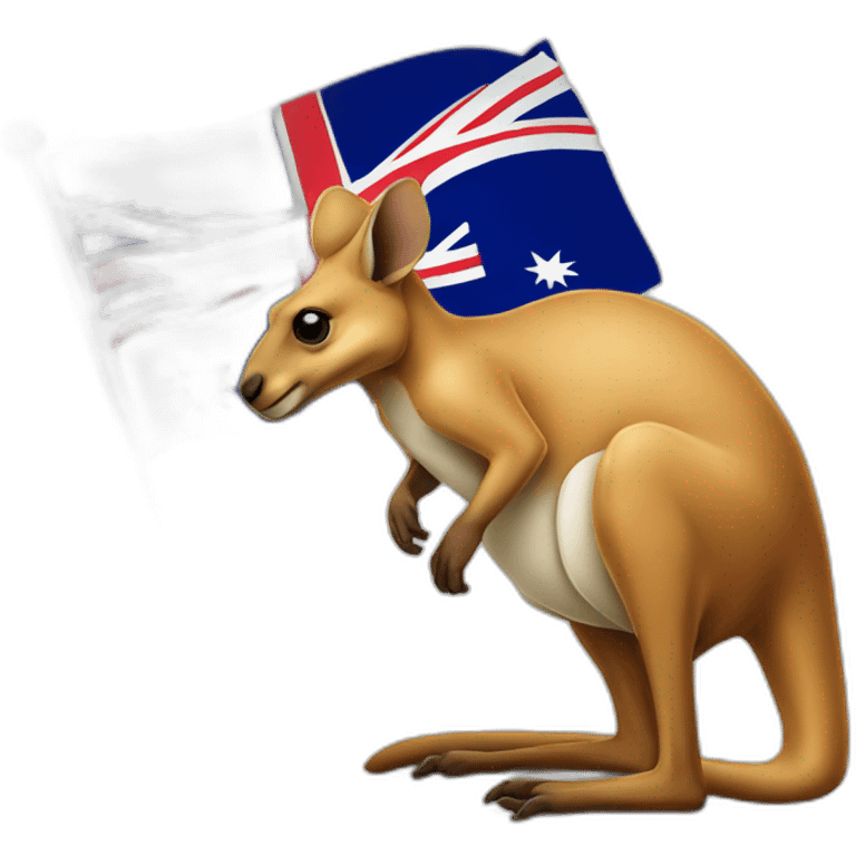 Kangaroo holding Australia flag emoji