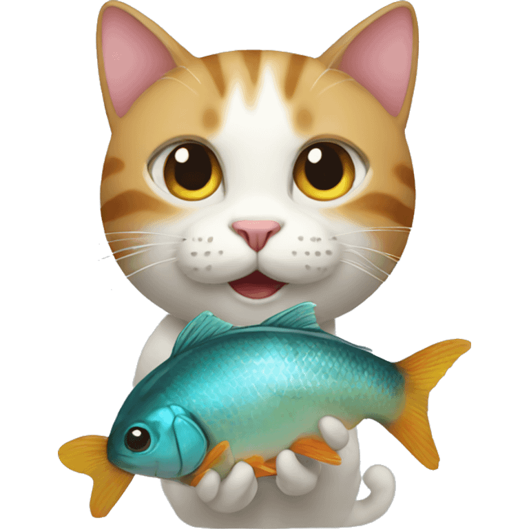 Cat holding fish emoji