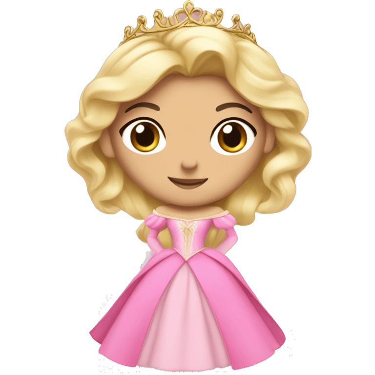 Princess Aurora with black hair with gold tiara pink dress   emoji