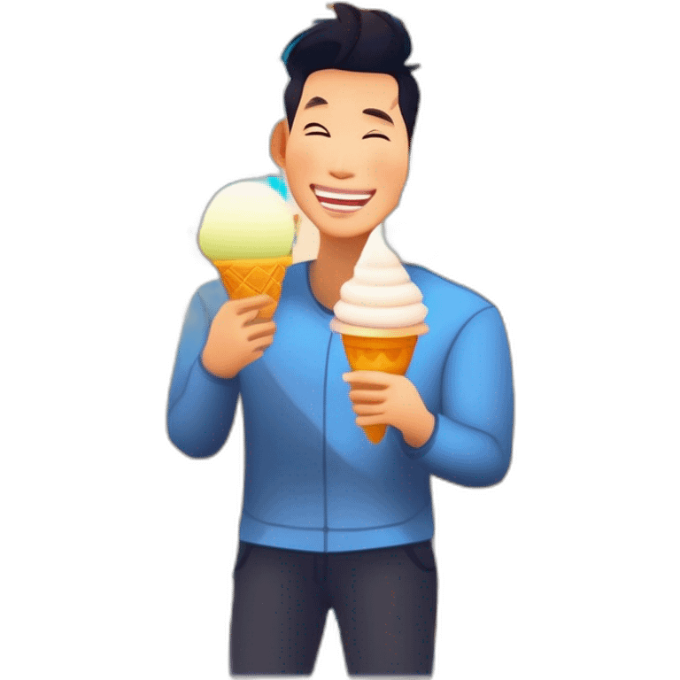 asian guy eating ice cream emoji