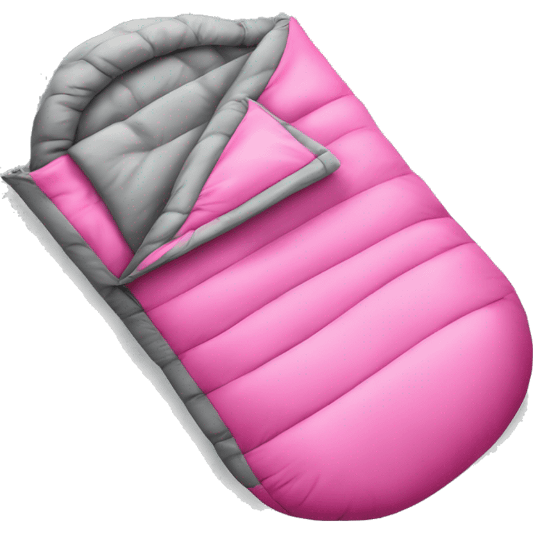 Realistic camping pink and gray sleeping bag isolated. emoji