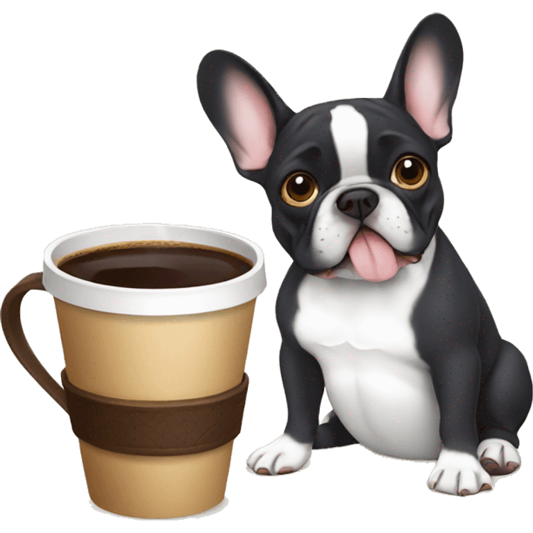 FRENCH BULLDOg drinking coffee emoji