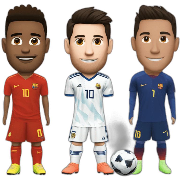 Freddy Fazbear beside with Leo Messi and Cristiano Ronaldo emoji