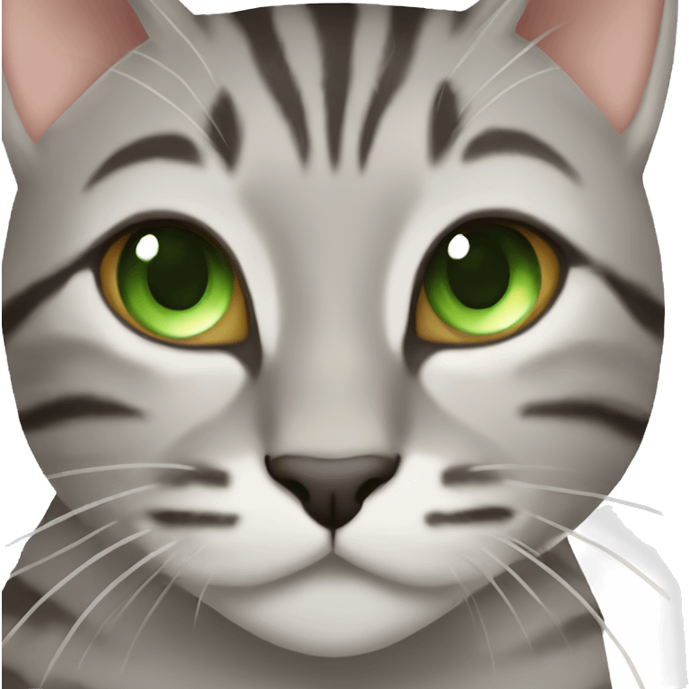 Light grey brown tabby cat with green eyes boxing  emoji