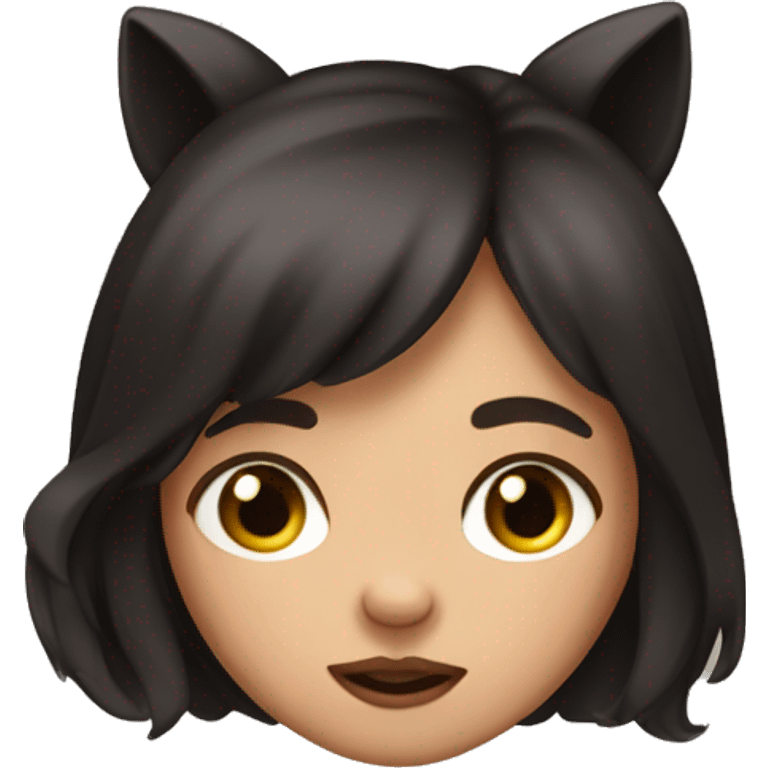 girl that looks like panther, with WERY BIG EYES AND NOSE, BROWN HAIR, BUT NOSE LIKE A PIG emoji