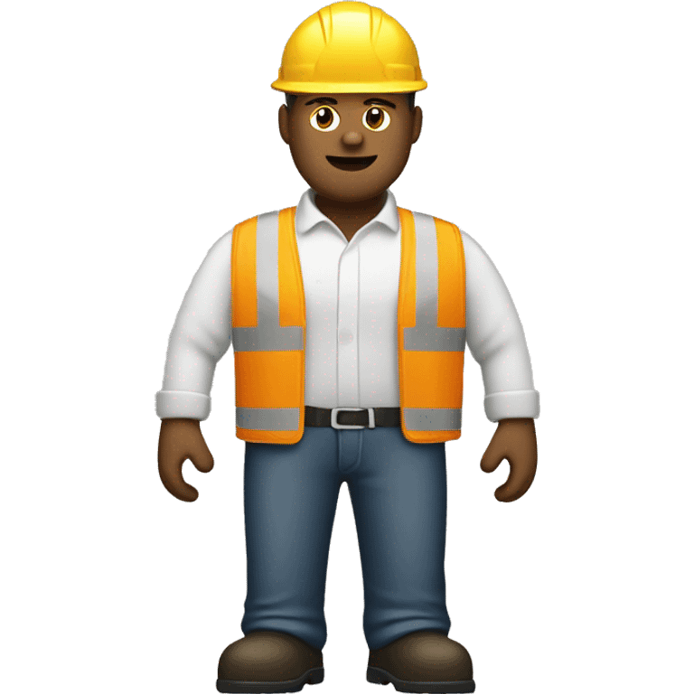 worker with white hard hat construction/yellow orange vest emoji