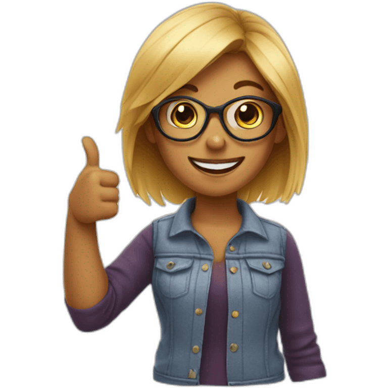 girl with hair glasses thumbs up emoji