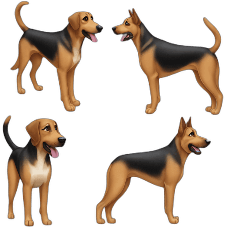 coonhound and German shepherd mix dog walking emoji