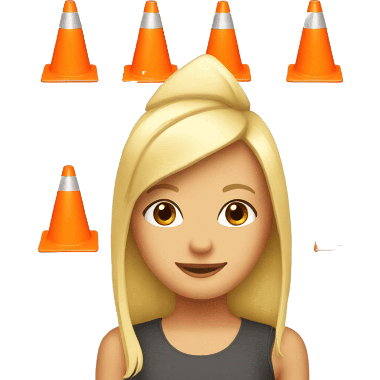 Blonde girl traffic cone hat emoji