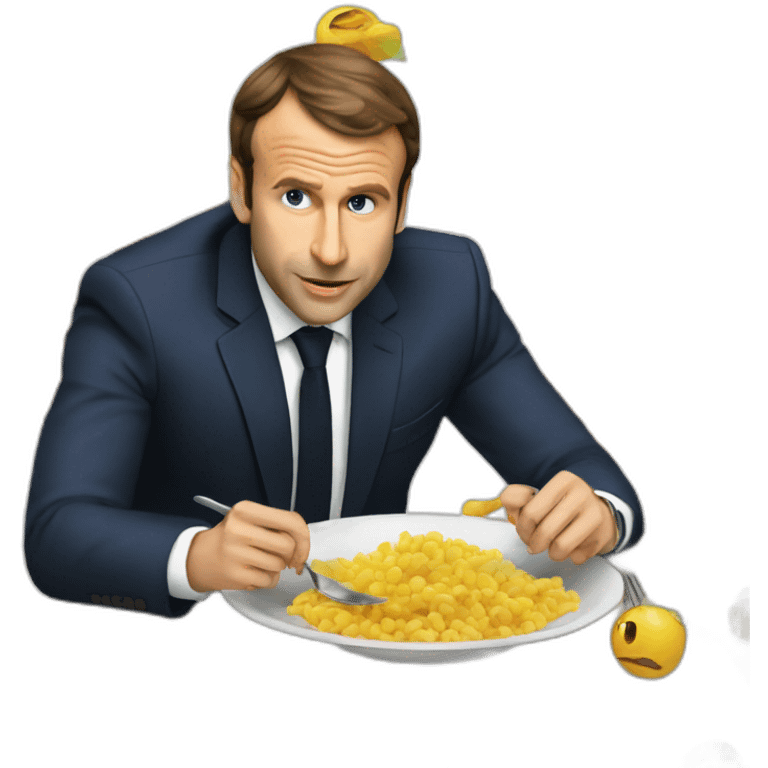 Macron entrain de manger un neggets emoji