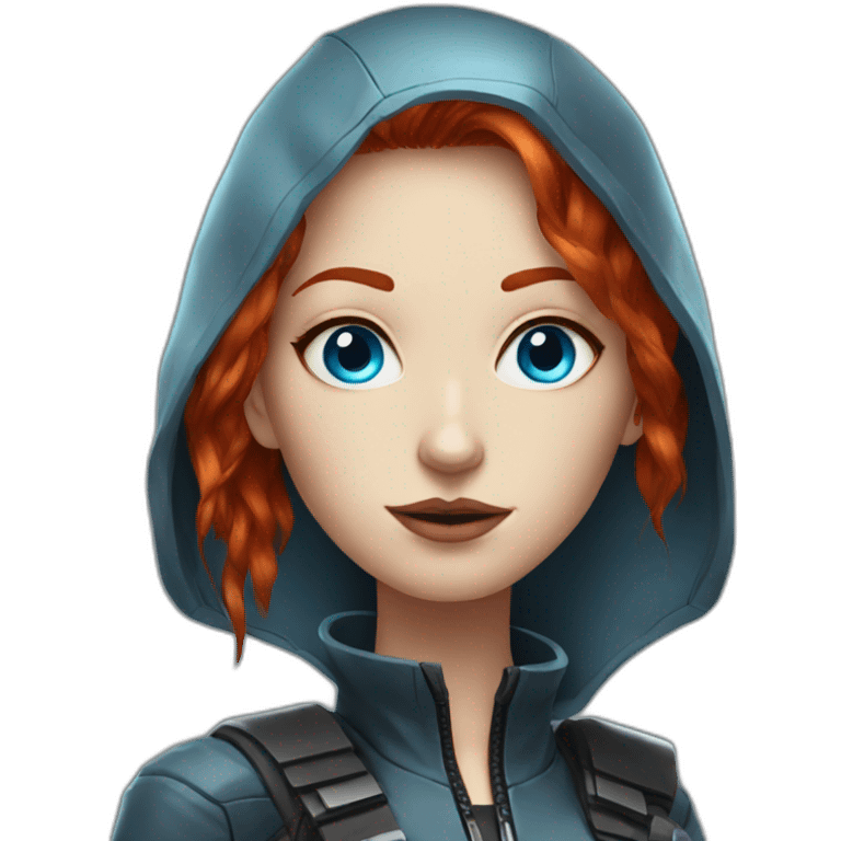 cyberpunk redhead woman blue eyes emoji