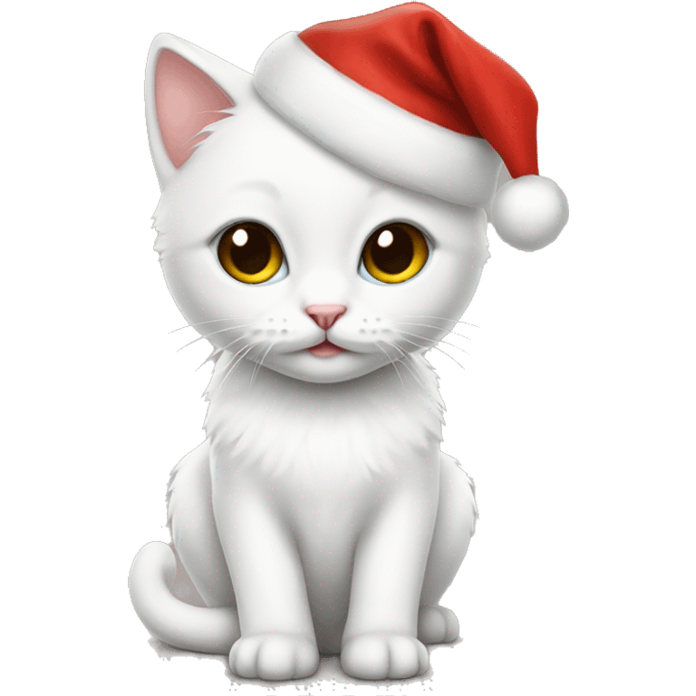 Girl white kitten with Santa outfit  emoji