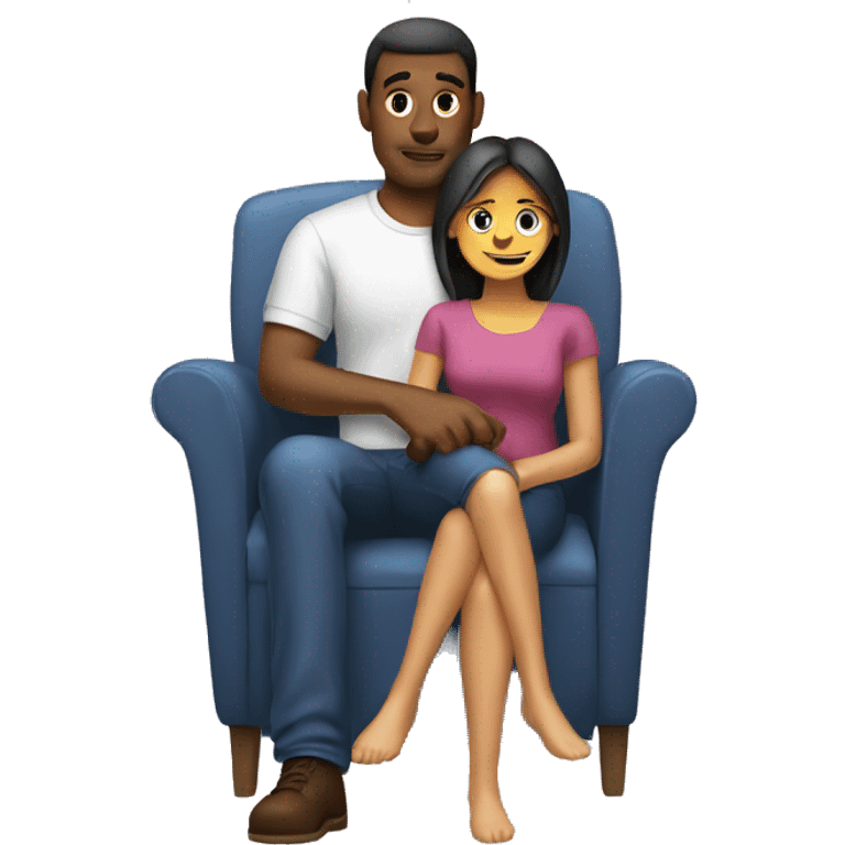 Man sitting on chair with woman on lap emoji