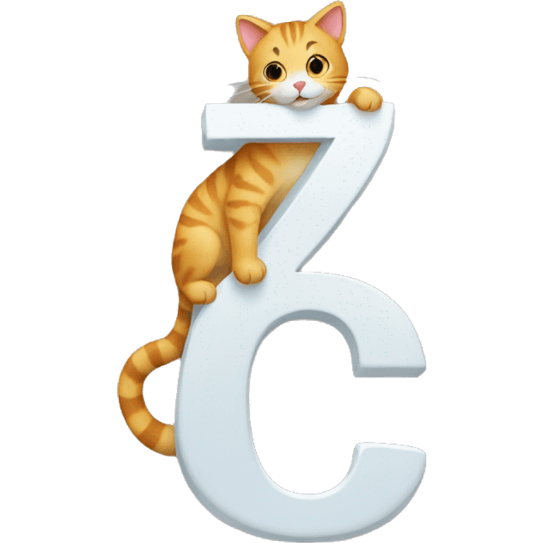 cat climbing on top of a number 7 emoji