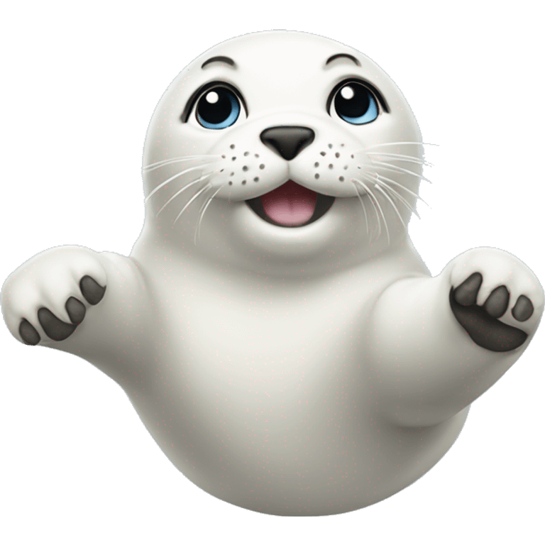 The white Seal waves its paw emoji