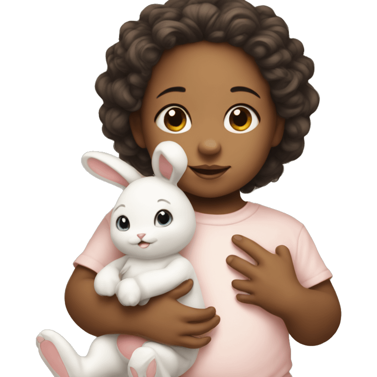 Baby with cute bunny doll emoji