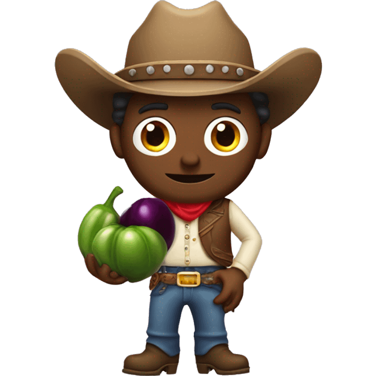 Cowboy holding eggplant emoji