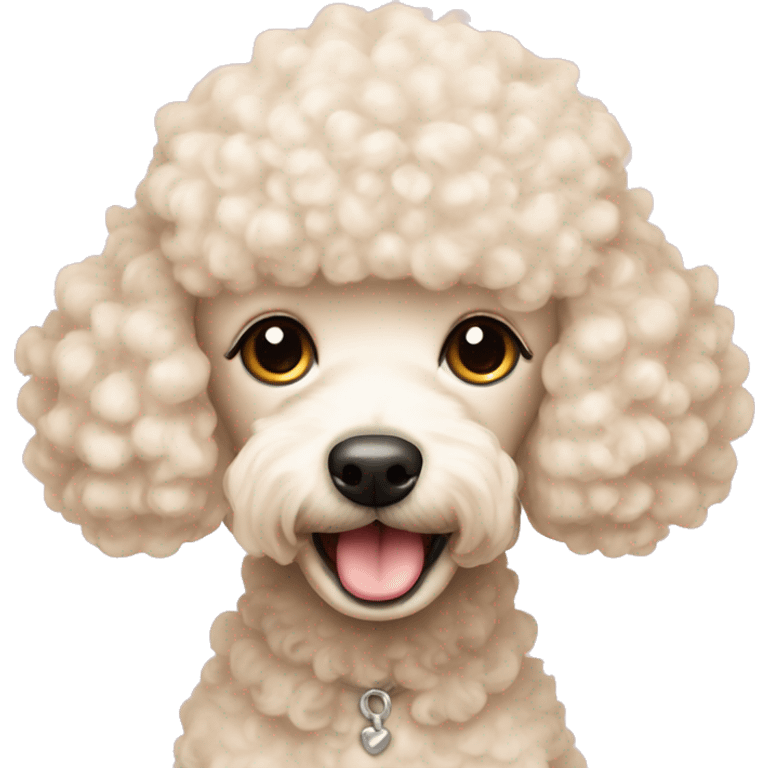 cream mini poodle good morning  emoji