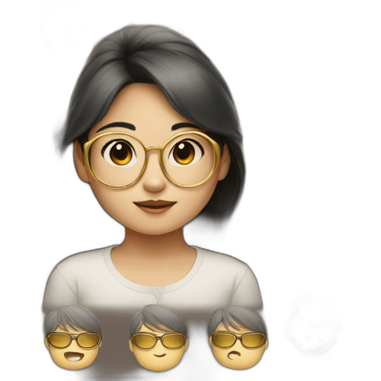 Vietnamese girl with golden round glasses emoji