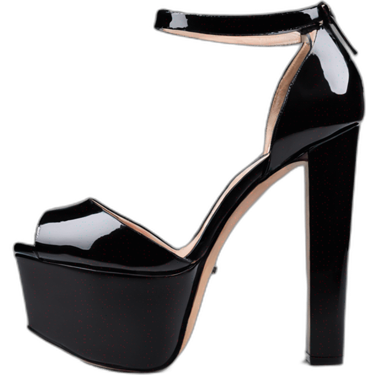 One view back Black Patent Leather Daffodile Platform Heels emoji