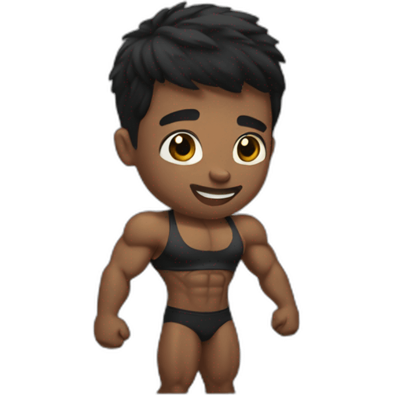 bodybuilder black short hair emoji