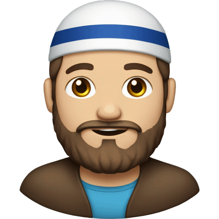 Man with brown hair and beard wearing a yarmulke  emoji