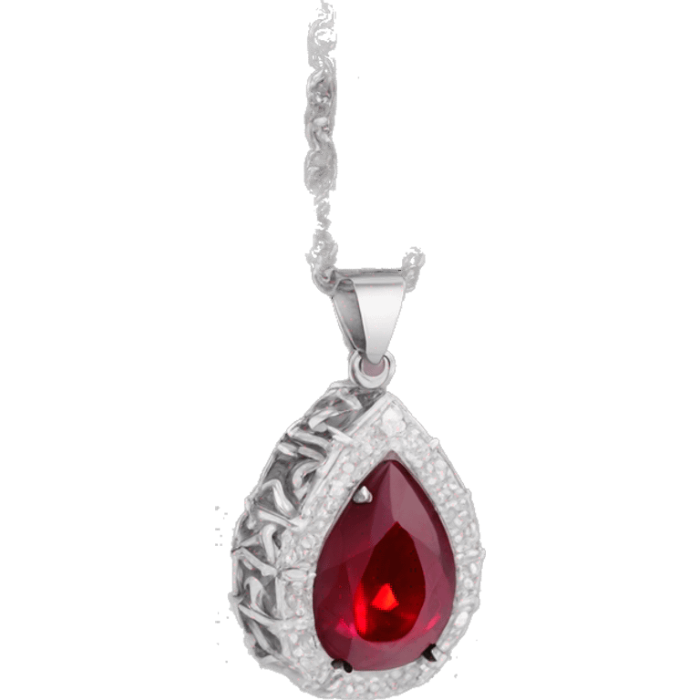 ruby on a necklace tear closeup big silver chain  emoji