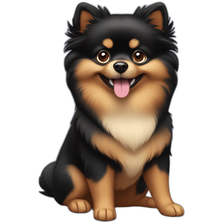 smiling black and tan pomeranian emoji