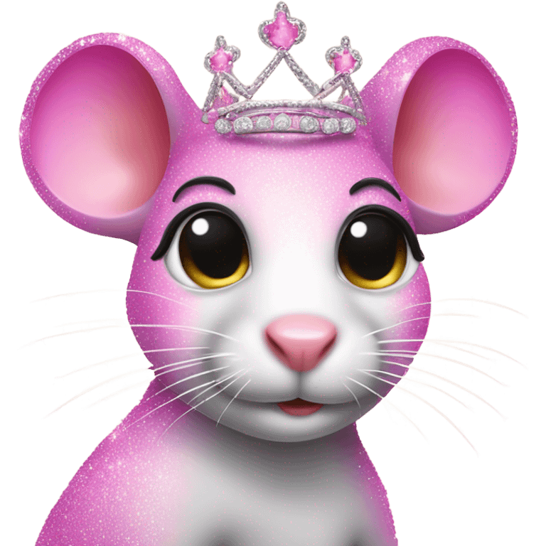 Pink ombre rat with tiara and glitted emoji