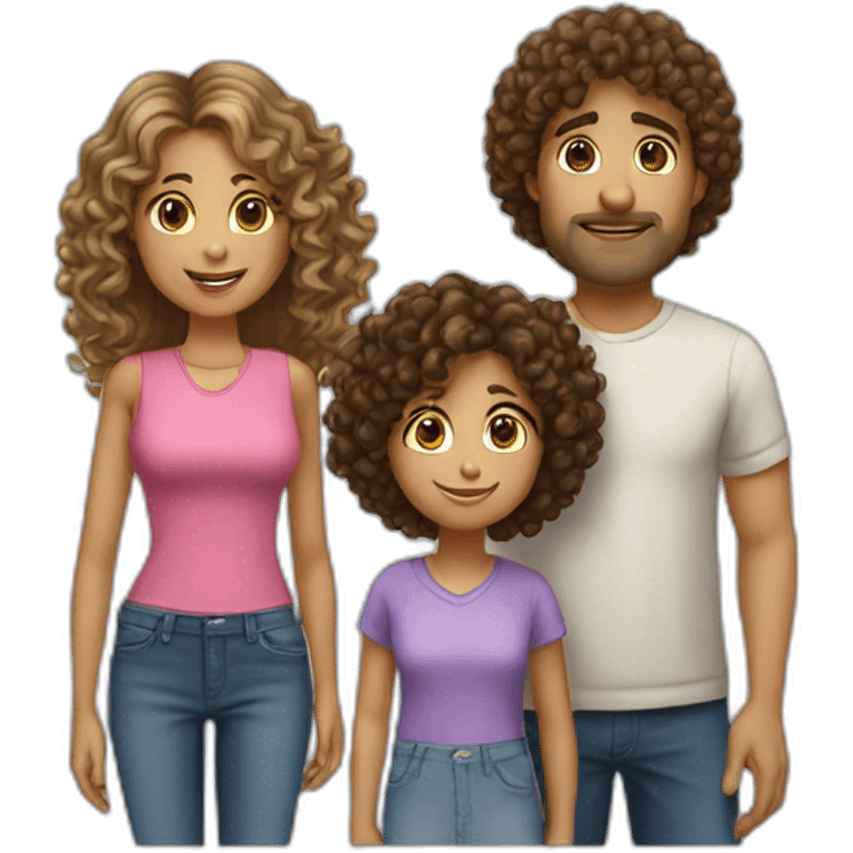 family-dark-straight-hair-mom-curly-brown-hair-dad-big-brother-curly-hair-little-sister-curly-blonde-hair emoji