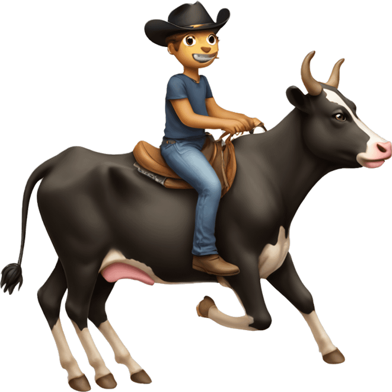 Cow riding a cat emoji