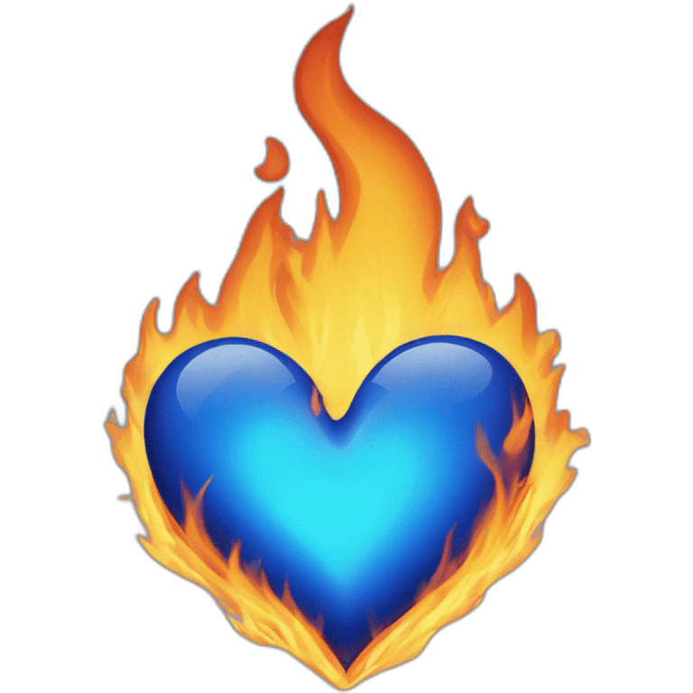 burning blue heart with blue flame emoji