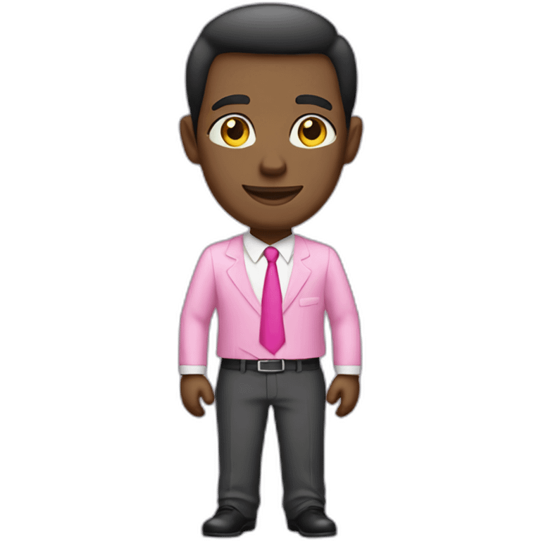 afroamerican salesman in formal dress and with pink shirt emoji