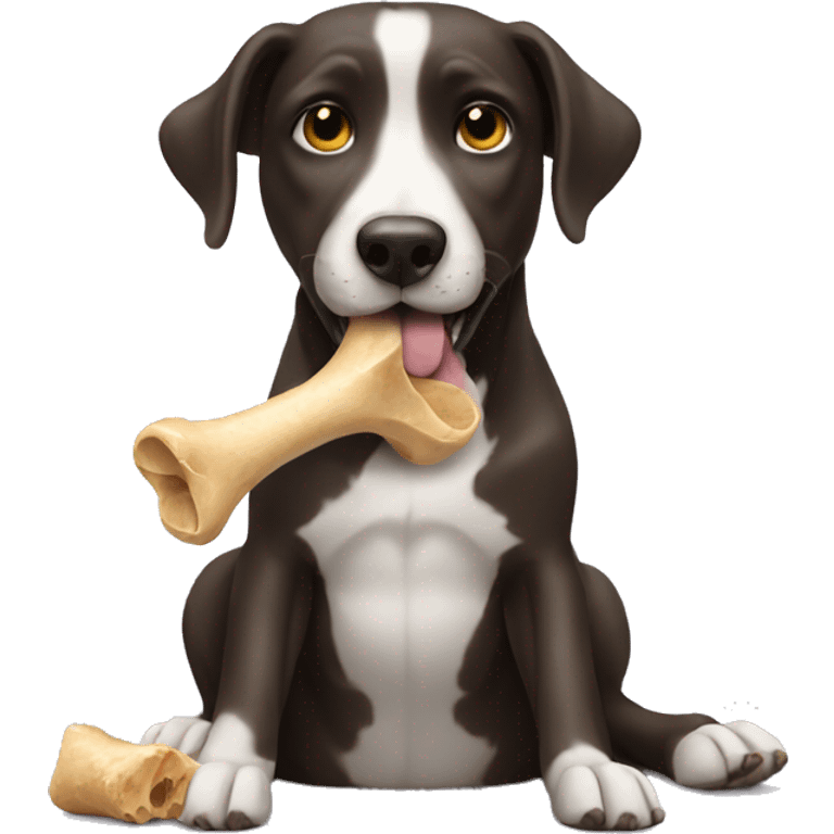 Dog eating a bone emoji